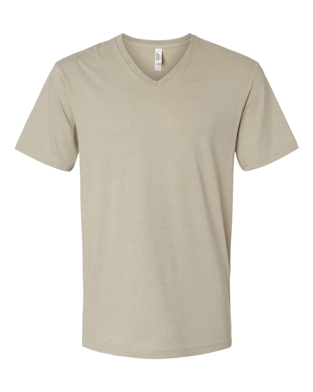 Front View of Heather Khaki CVC V-Neck Tee - 2006CVC