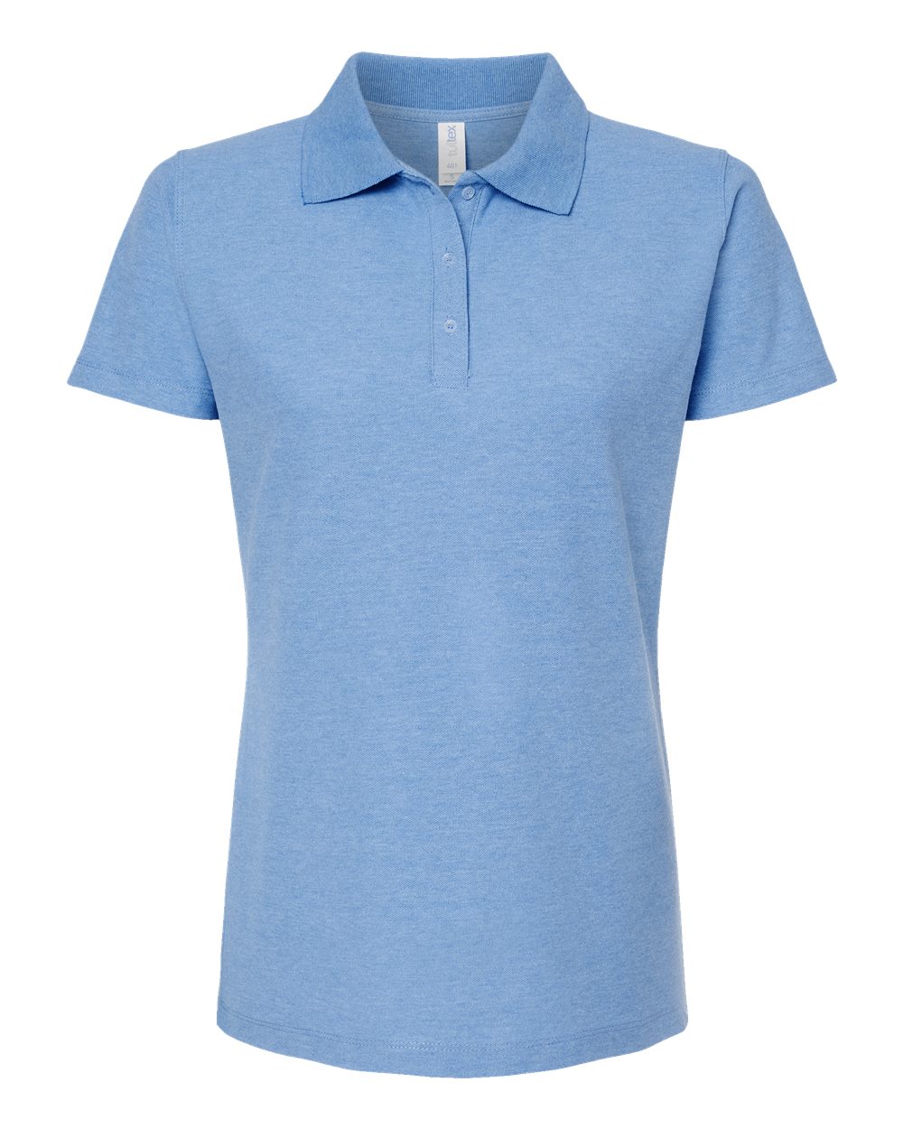 Front View of Heather Light Blue Women&#39;s 50/50 Sport Pique Polo - 401