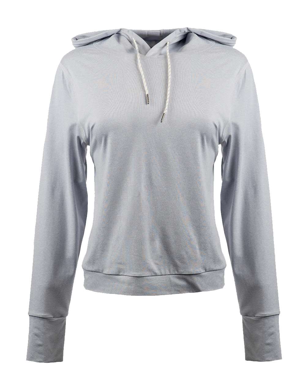 Front View of Heather Light Grey Women's Dawn to Dusk Hooded Pullover - 5667
