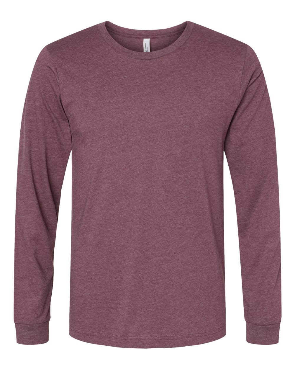 Front View of Heather Maroon Heather CVC Long Sleeve Tee - 3501CVC