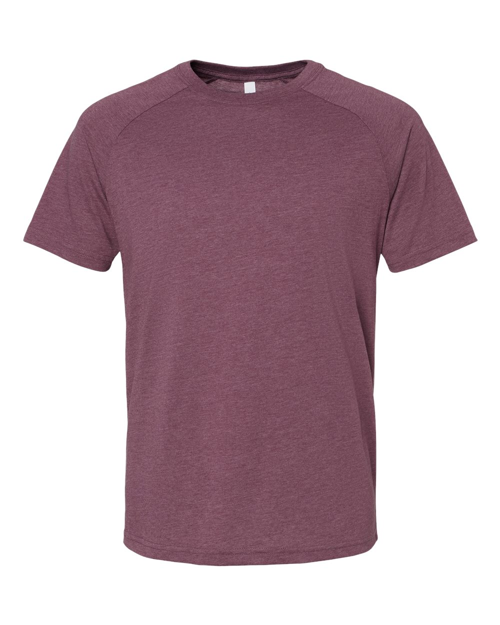 Front View of Heather Maroon Heather CVC Raglan Tee - 3201