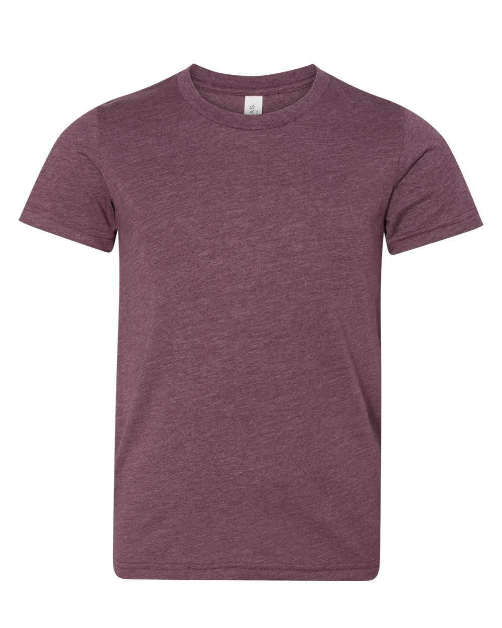 Front View of Heather Maroon Youth CVC Jersey Tee - 3001YCVC