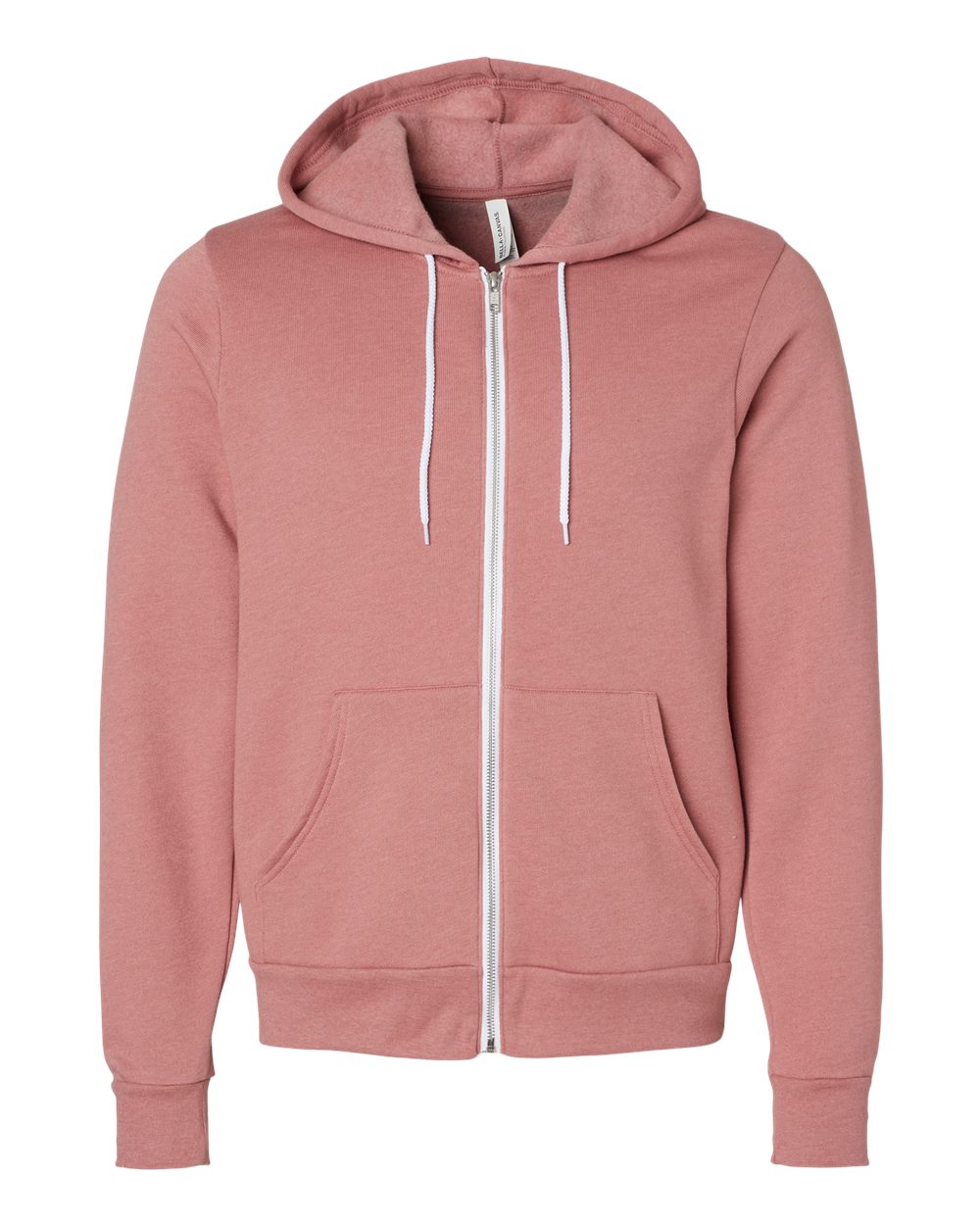 Front View of Heather Mauve Sponge Fleece Full-Zip Hoodie - 3739