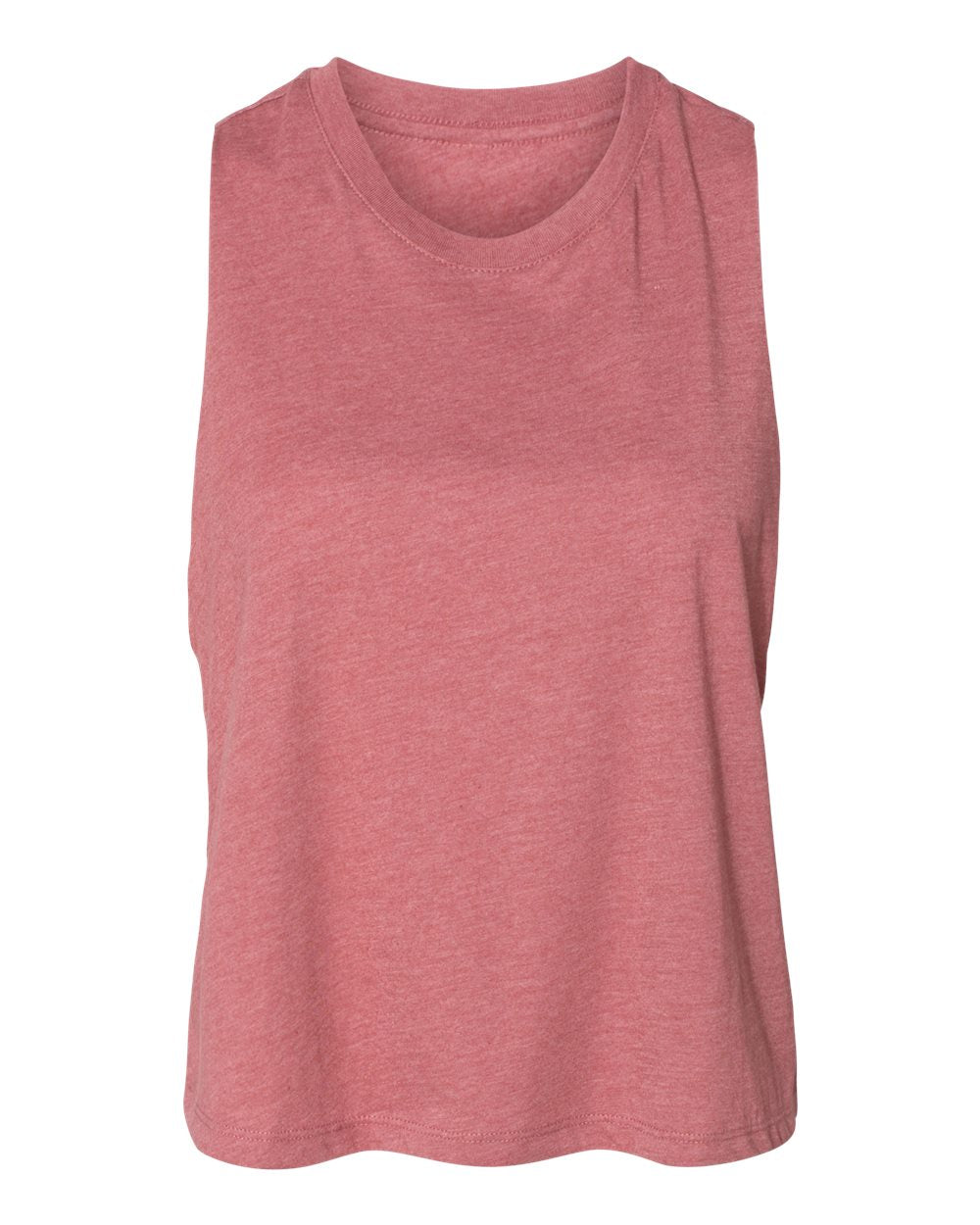 Front View of Heather Mauve Women's Racerback Crop Tank - 6682