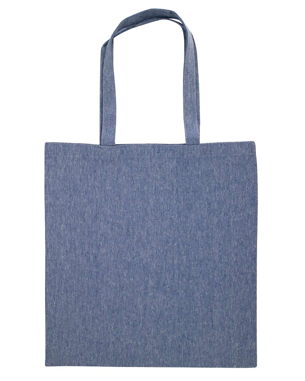 Front View of Heather Medium Blue Midweight Recycled Tote Bag - OAD113R