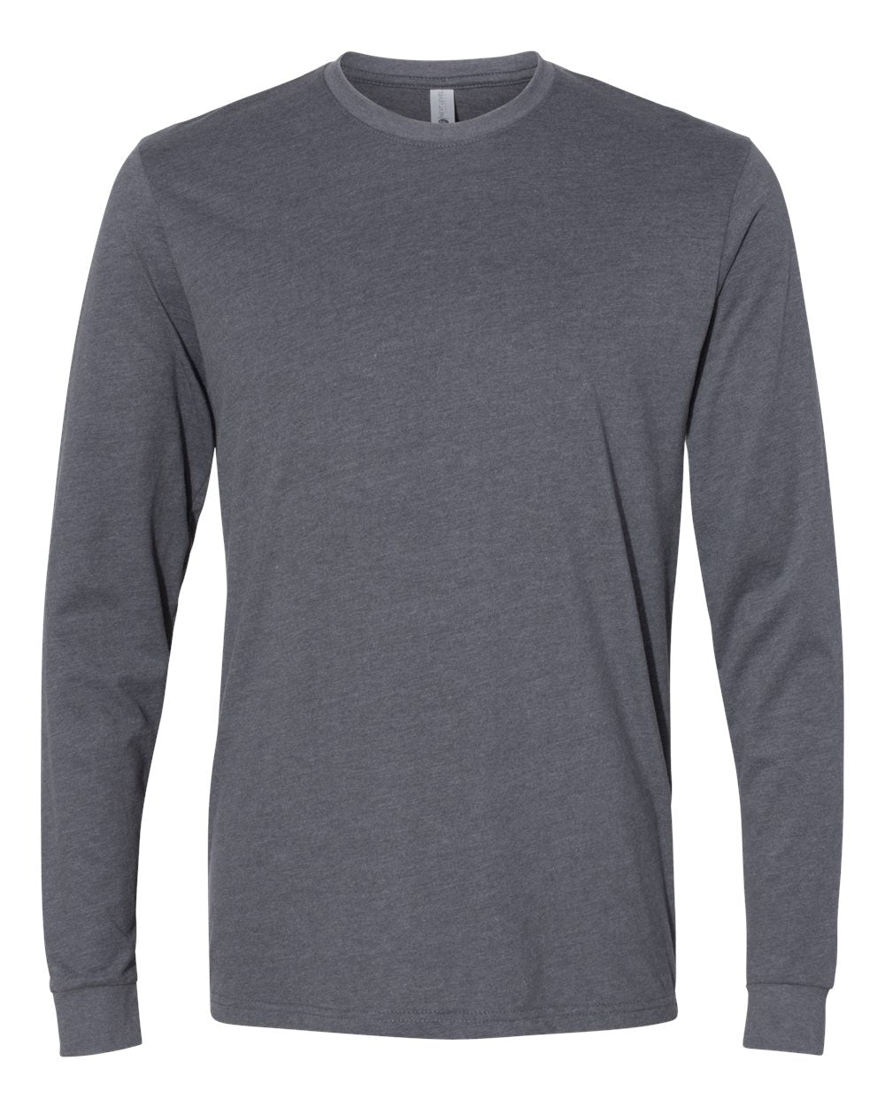 Front View of Heather Metal Sueded Long Sleeve T-Shirt - 6411