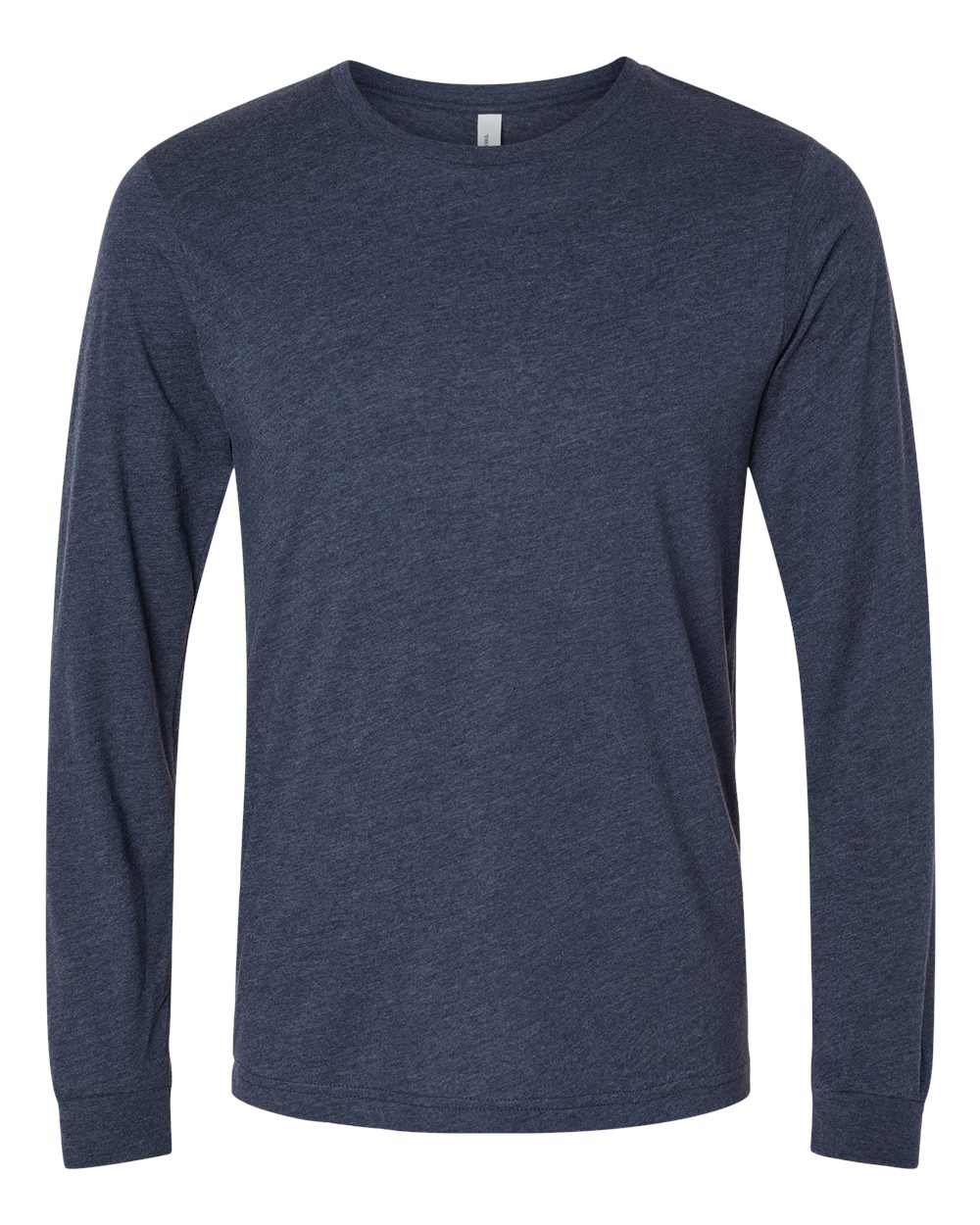 Front View of Heather Midnight Navy Heather CVC Long Sleeve Tee - 3501CVC