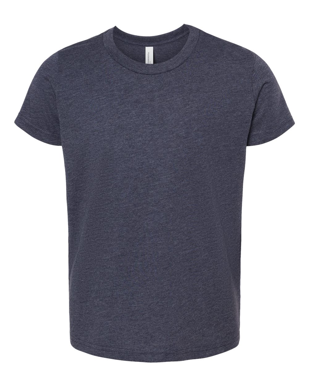Front View of Heather Midnight Navy Youth CVC Jersey Tee - 3001YCVC