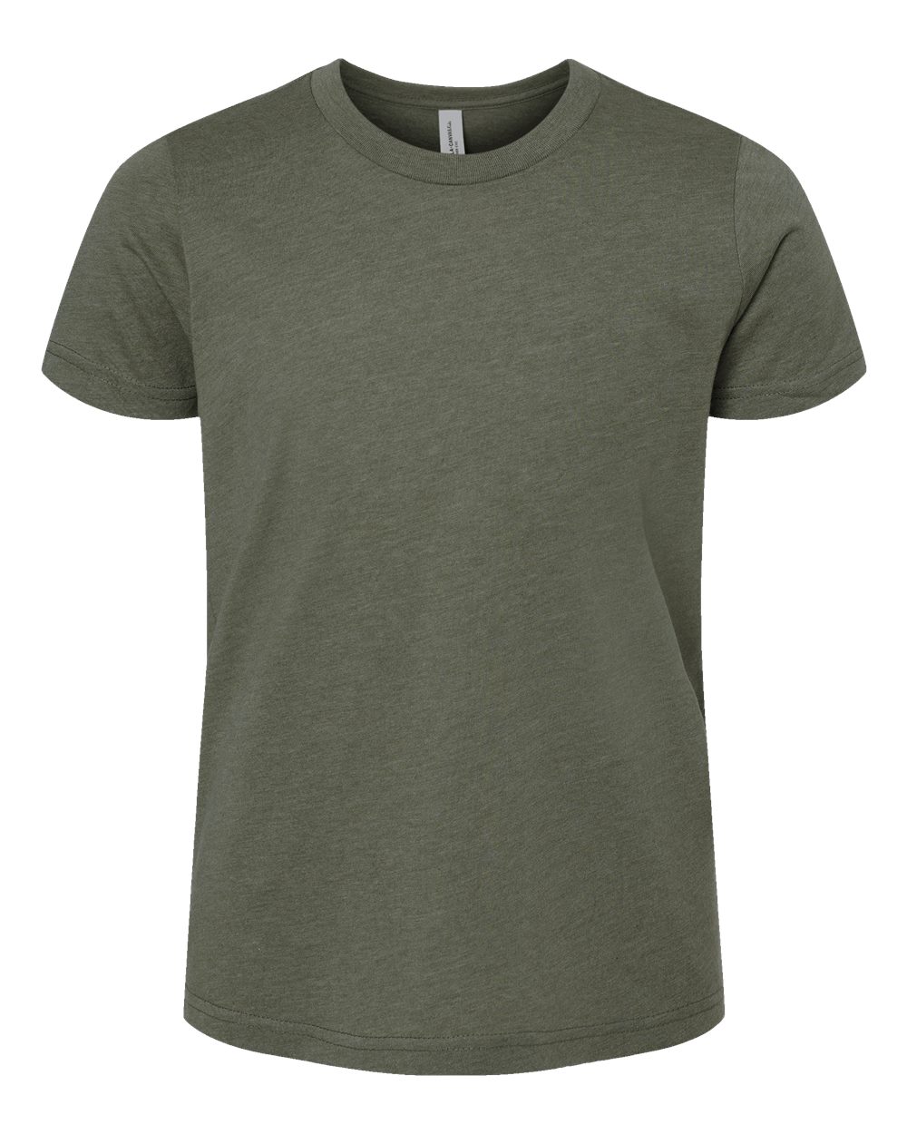 Front View of Heather Military Green Youth CVC Jersey Tee - 3001YCVC