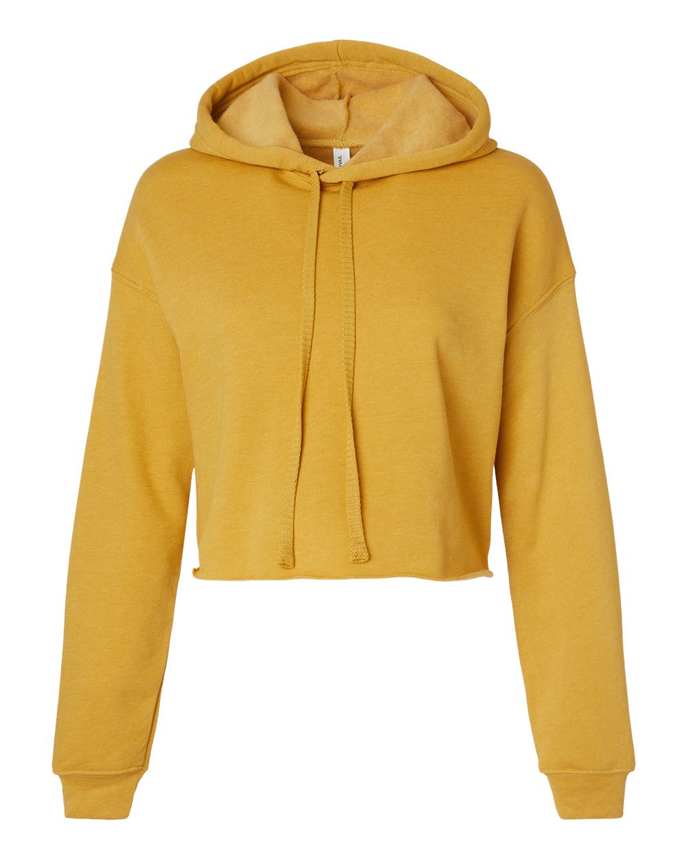 Front View of Heather Mustard Women's Crop Fleece Hoodie - 7502