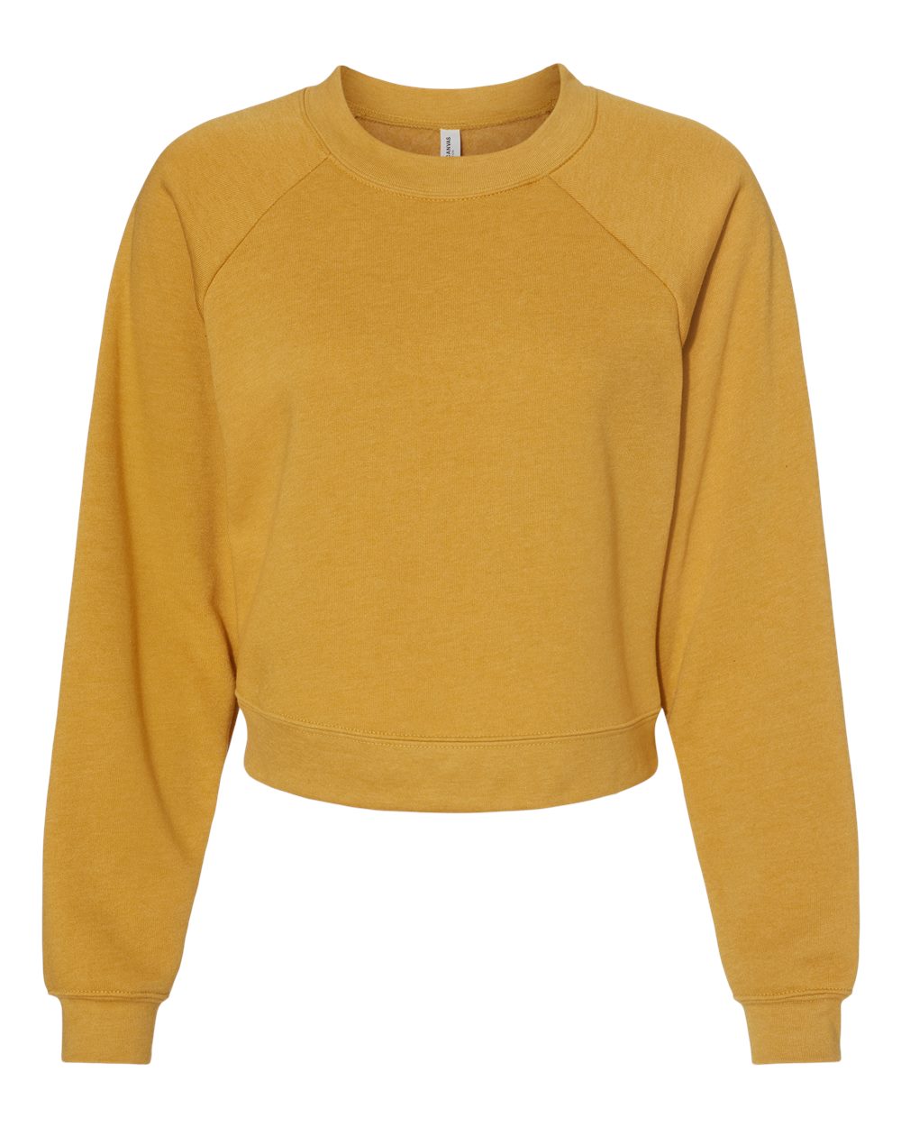 Front View of Heather Mustard Women's Raglan Pullover Fleece - 7505