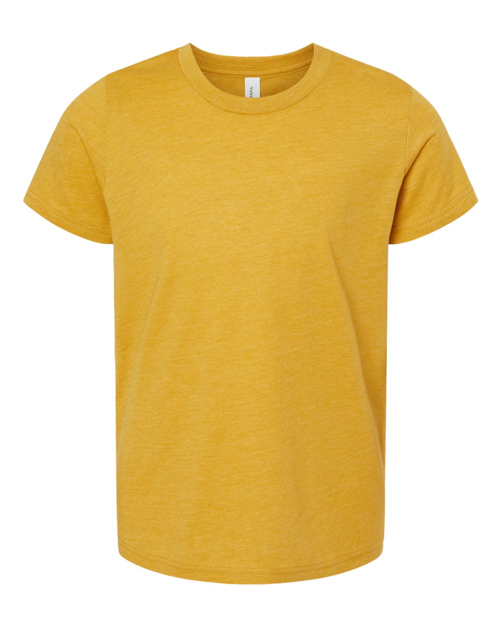 Front View of Heather Mustard Youth CVC Jersey Tee - 3001YCVC