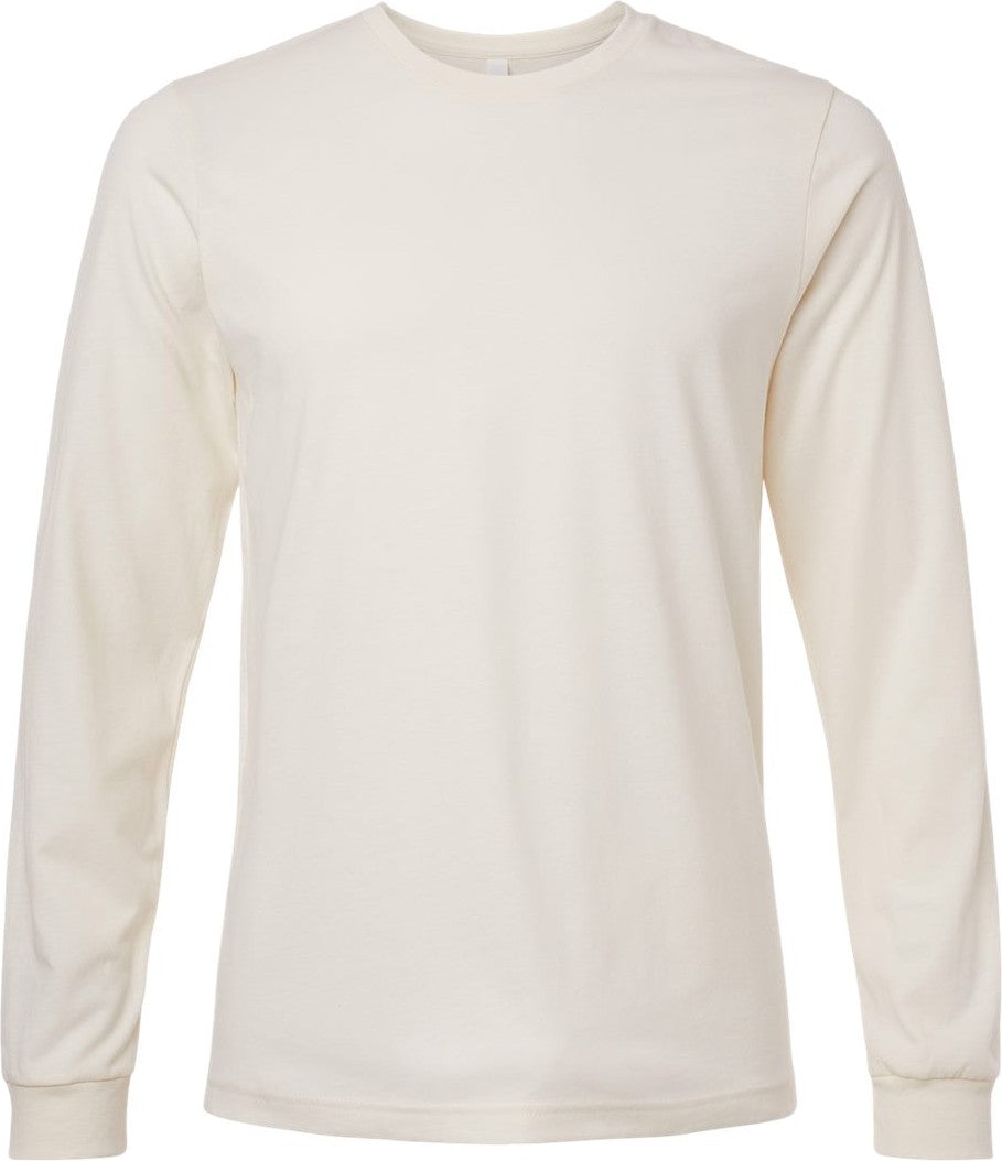 Front View of Heather Natural Heather CVC Long Sleeve Tee - 3501CVC