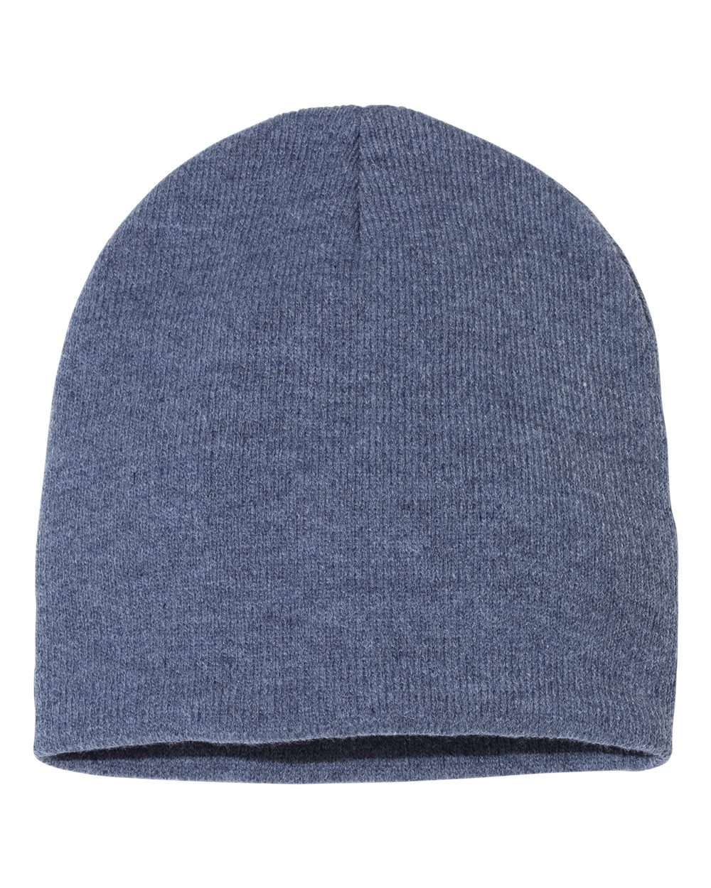 Front View of Heather Navy 8" Beanie - SP08