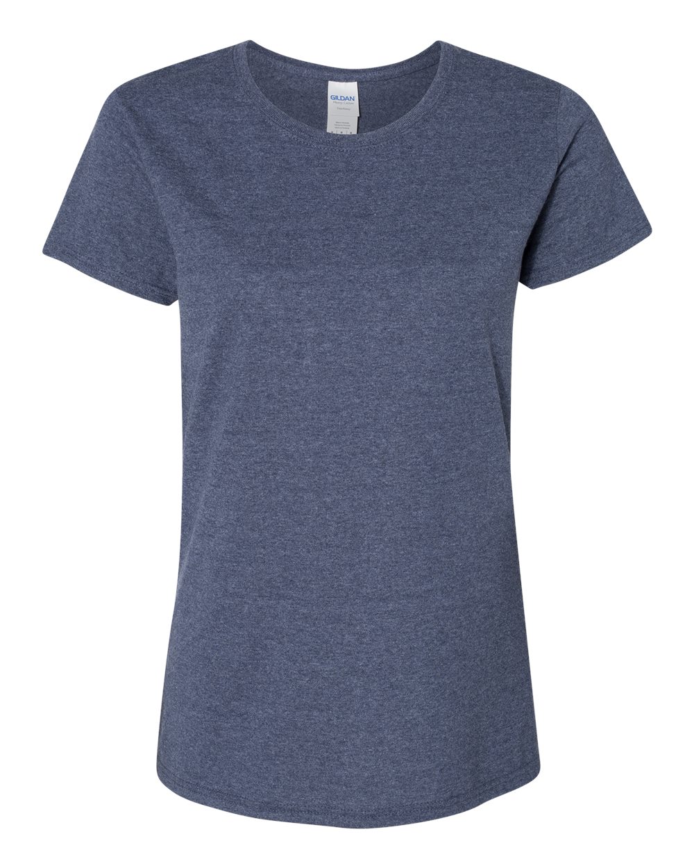 Front View of Heather Navy Heavy Cotton™ Women’s T-Shirt - 5000L