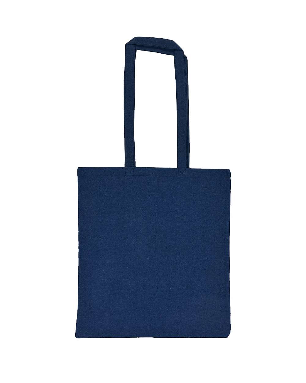 Front View of Heather Navy Lightweight Recycled Canvas Tote Bag with Extended Handle - 8505R