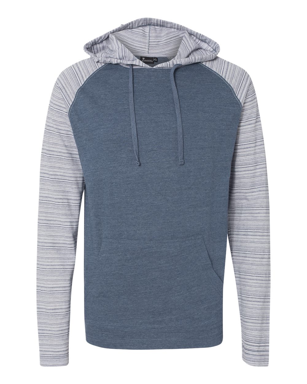 Heather Navy/ Navy Stripe Yarn-Dyed Hooded Raglan T-Shirt - 8127