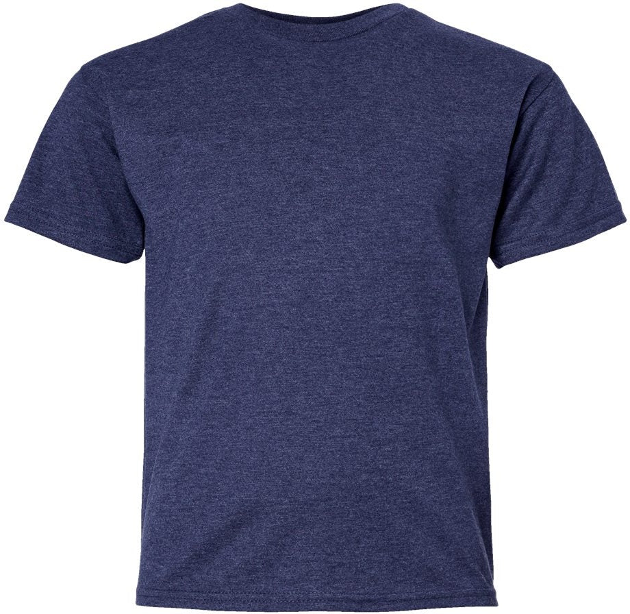 Front View of Heather Navy Perfect-T Youth T-Shirt - 498Y