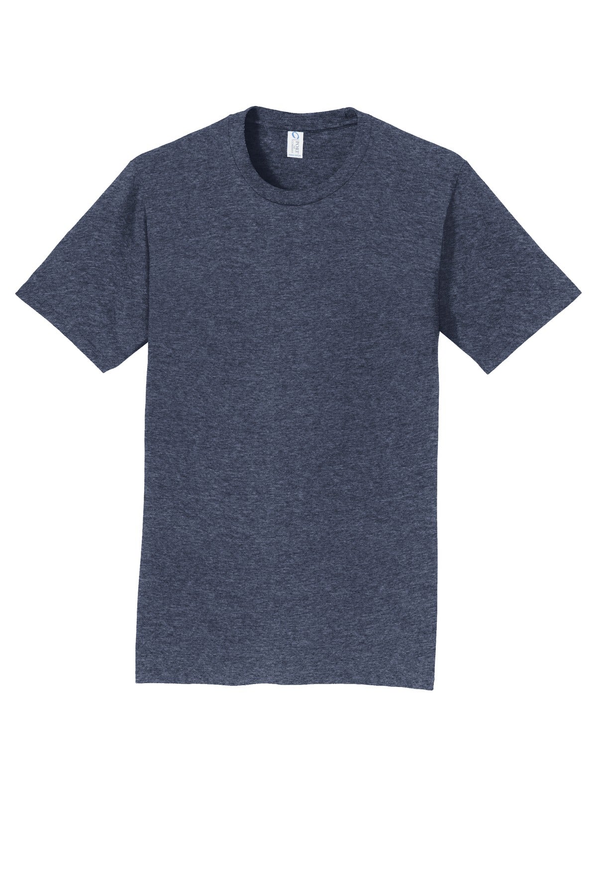 Front View of Heather Navy Port & Co Fan Favorite Tee. PC450