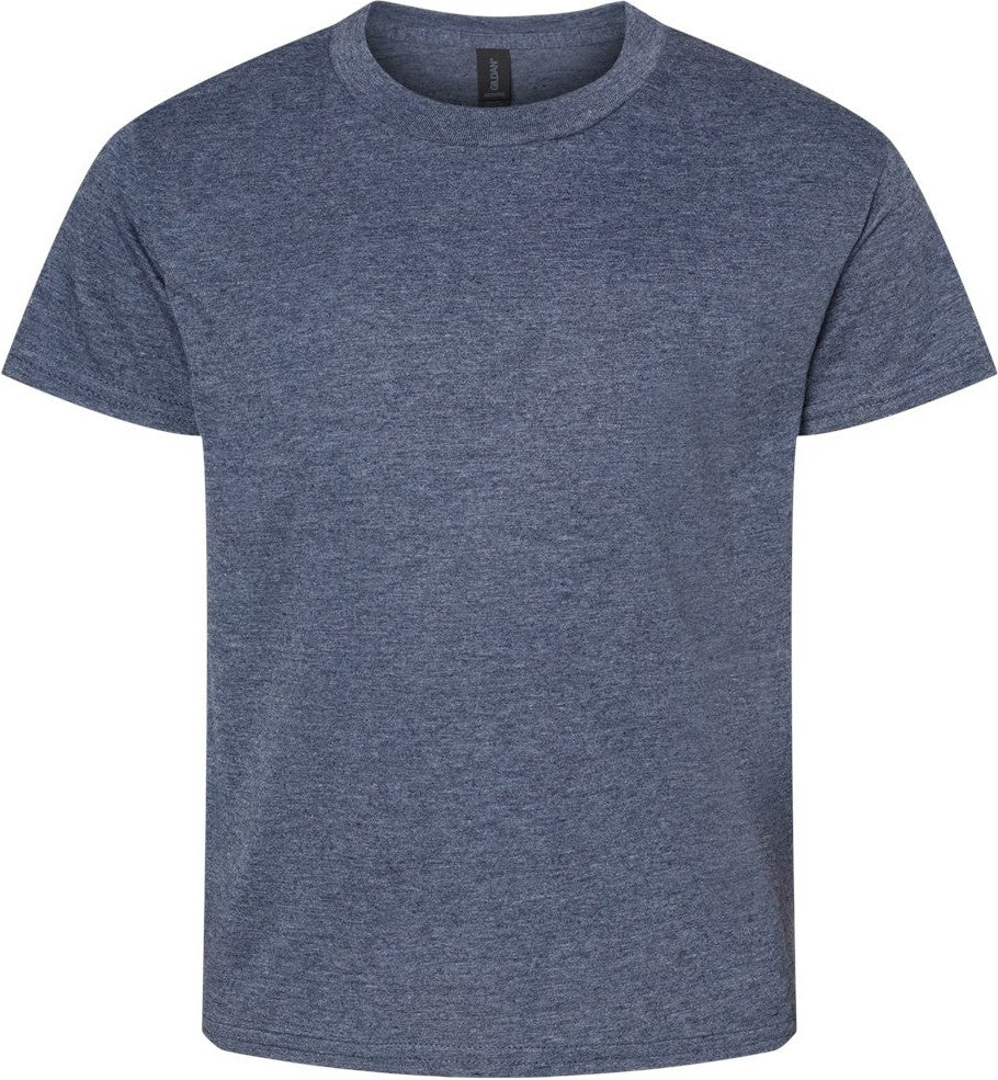 Front View of Heather Navy Softstyle® Youth T-Shirt - 64000B