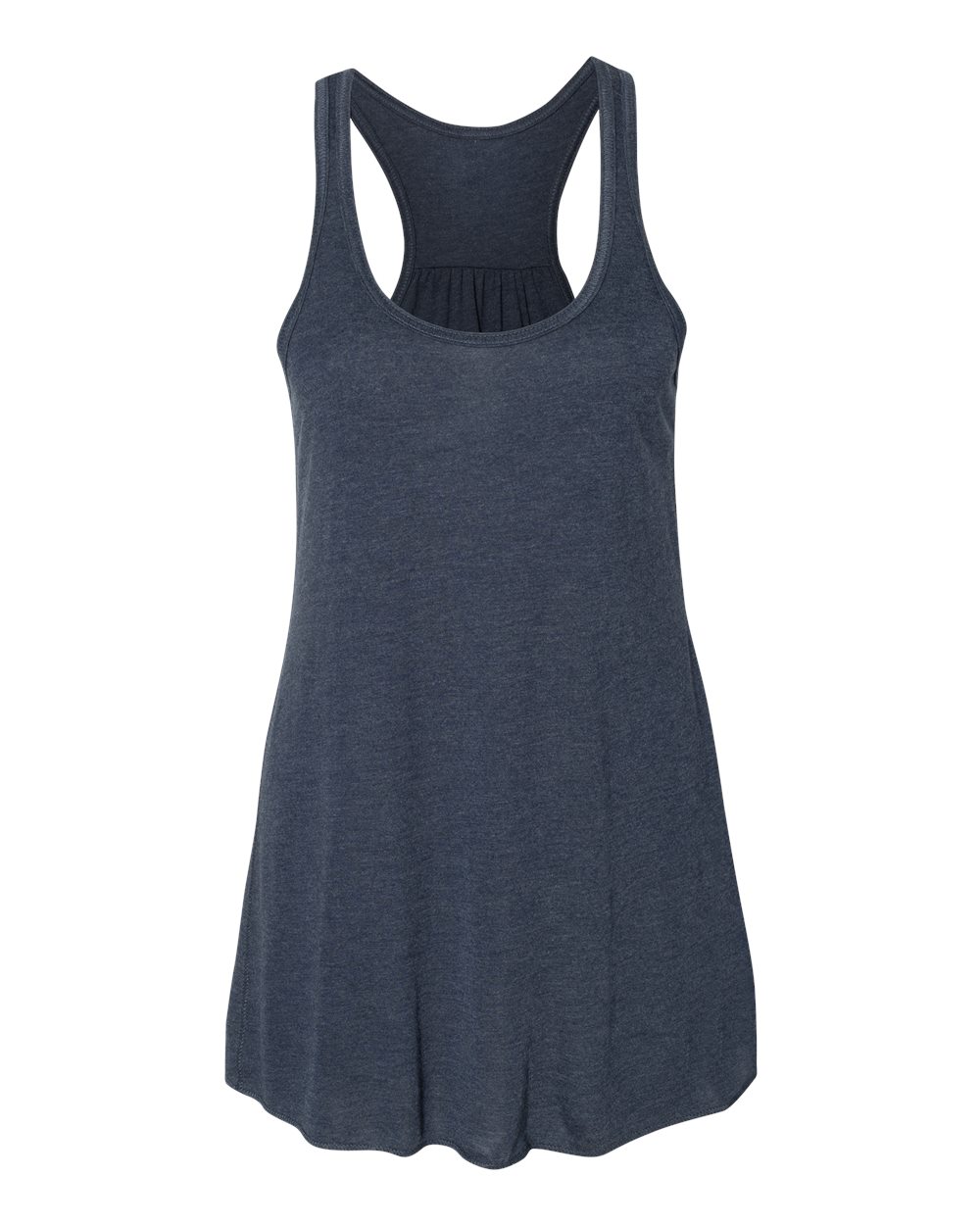Front View of Heather Navy Women's Flowy Racerback Tank - 8800