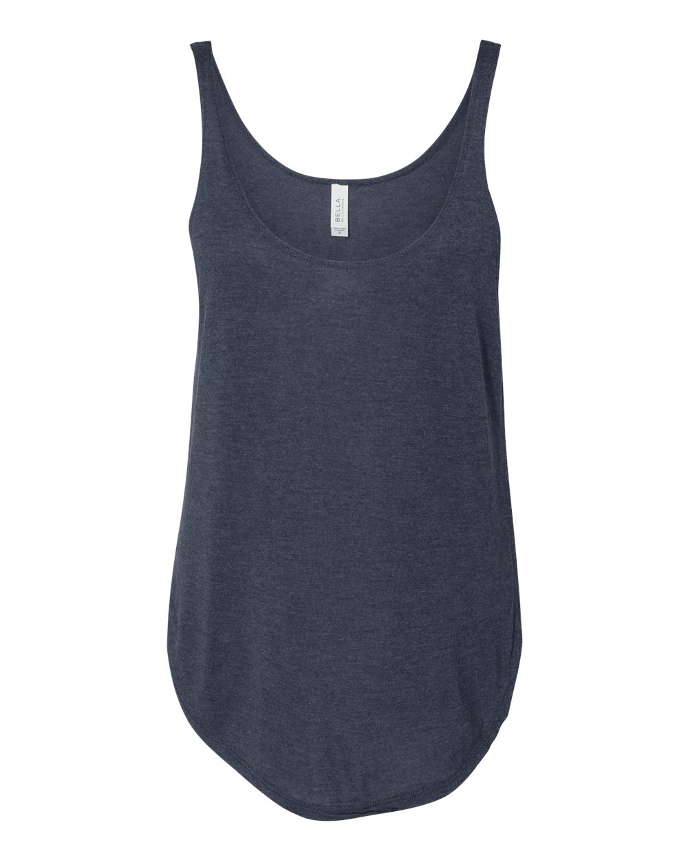 Front View of Heather Navy Women's Flowy Tank with Side Slit - 8802