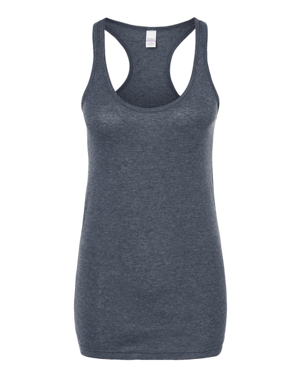Front View of Heather Navy Women&#39;s Poly-Rich Racerback Tank Top - 190