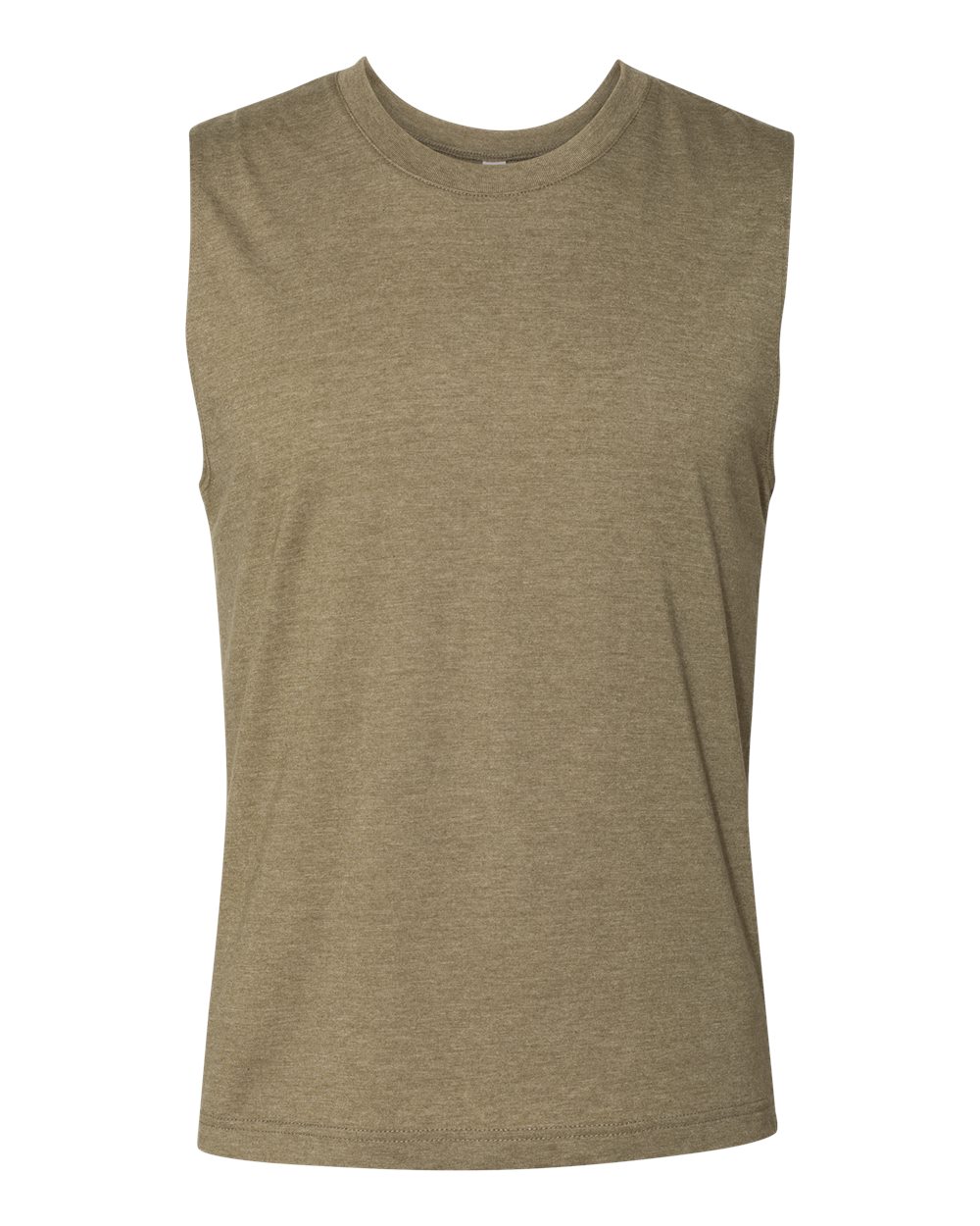 Front View of Heather Olive Jersey Muscle Tank - 3483