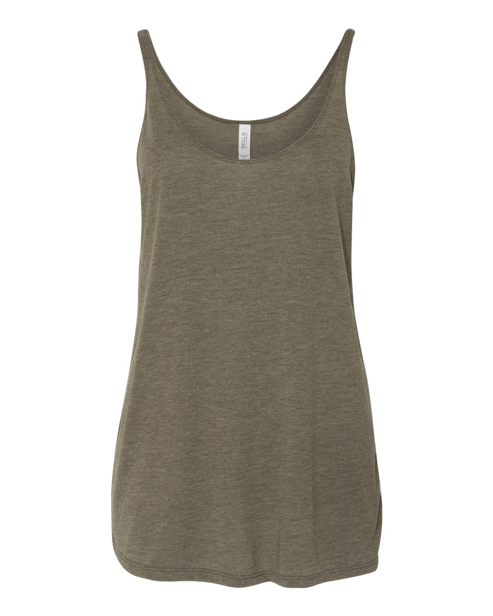 Front View of Heather Olive Women's Slouchy Tank - 8838