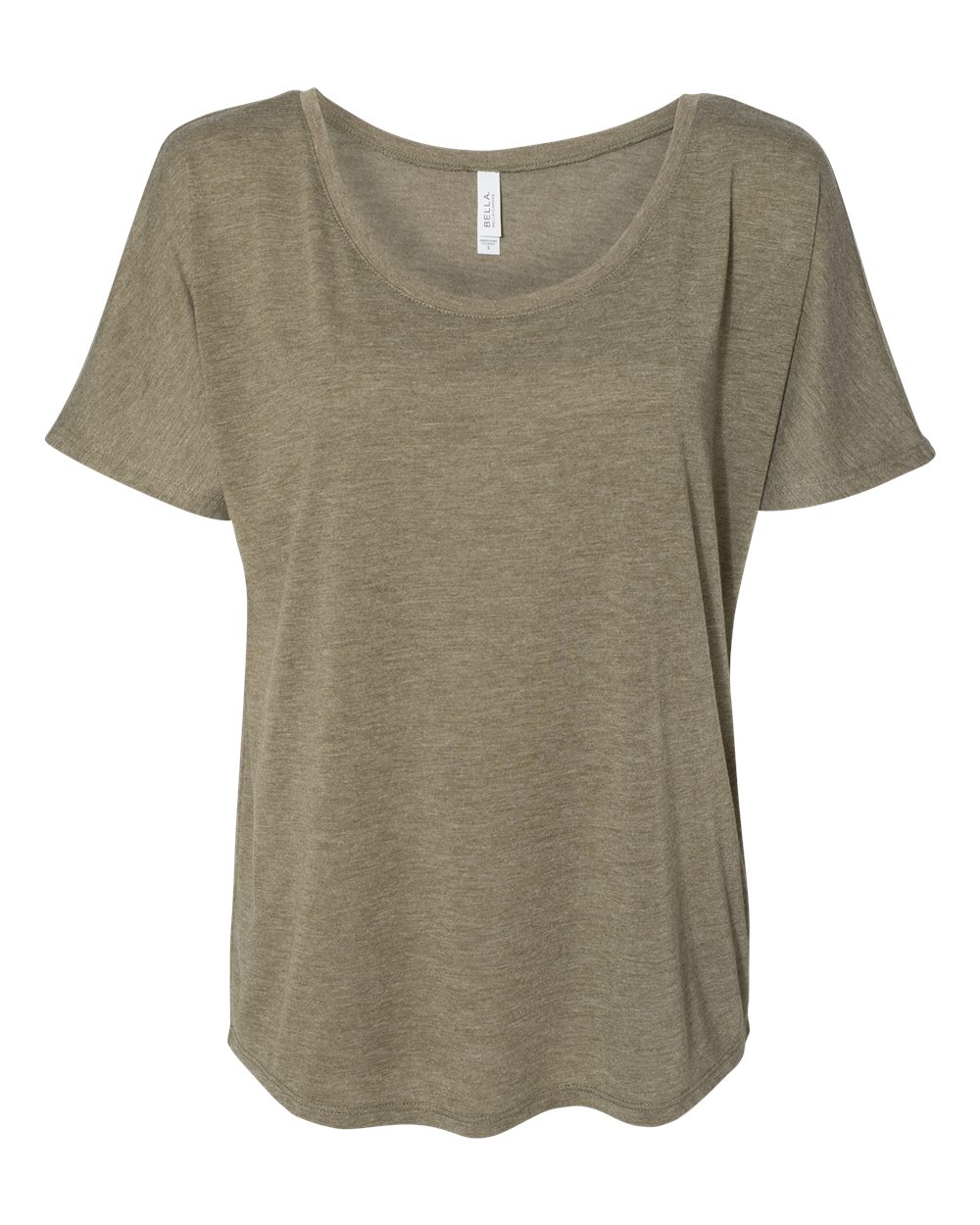 Front View of Heather Olive Women’s Slouchy Tee - 8816