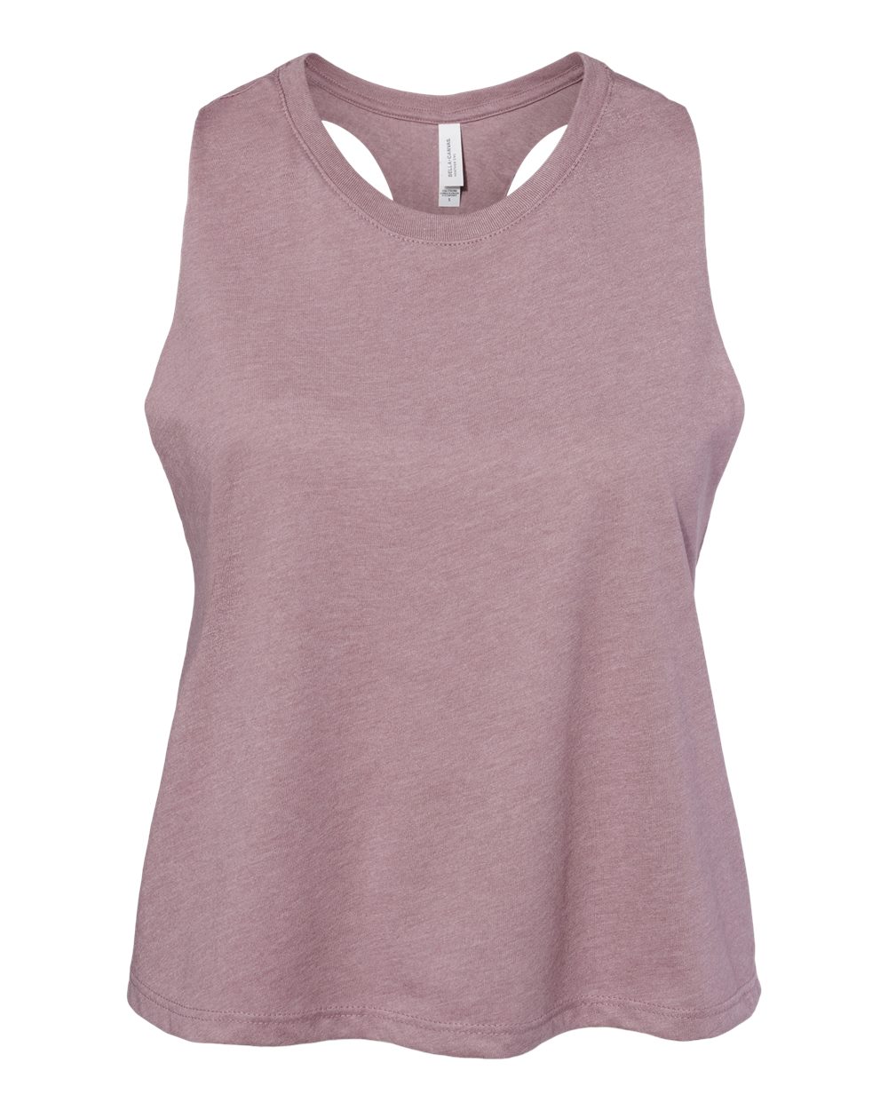Front View of Heather Orchid Women's Racerback Crop Tank - 6682