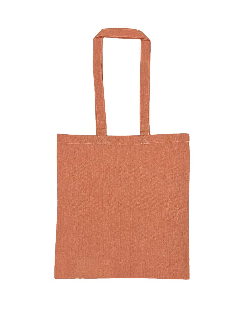 Front View of Heather Peach Lightweight Recycled Canvas Tote Bag with Extended Handle - 8505R