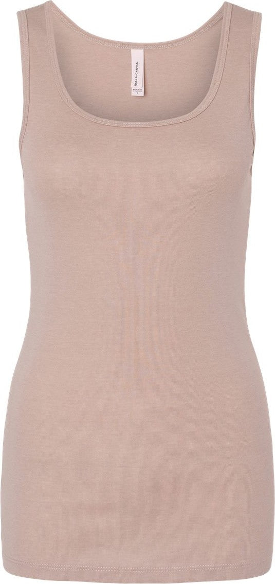Front View of Heather Pink Gravel Women's Micro Rib Tank - 1081