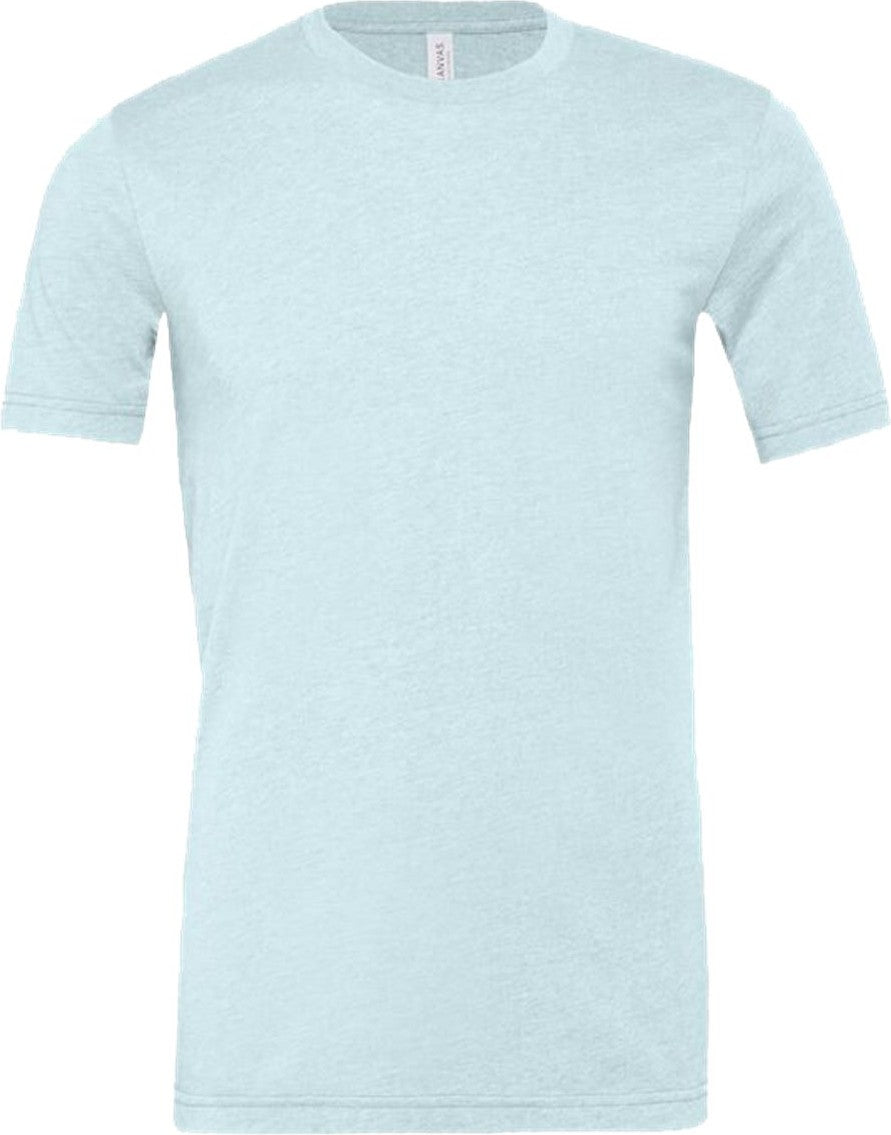 Front View of Heather Prism Ice Blue CVC Jersey Tee - 3001CVC