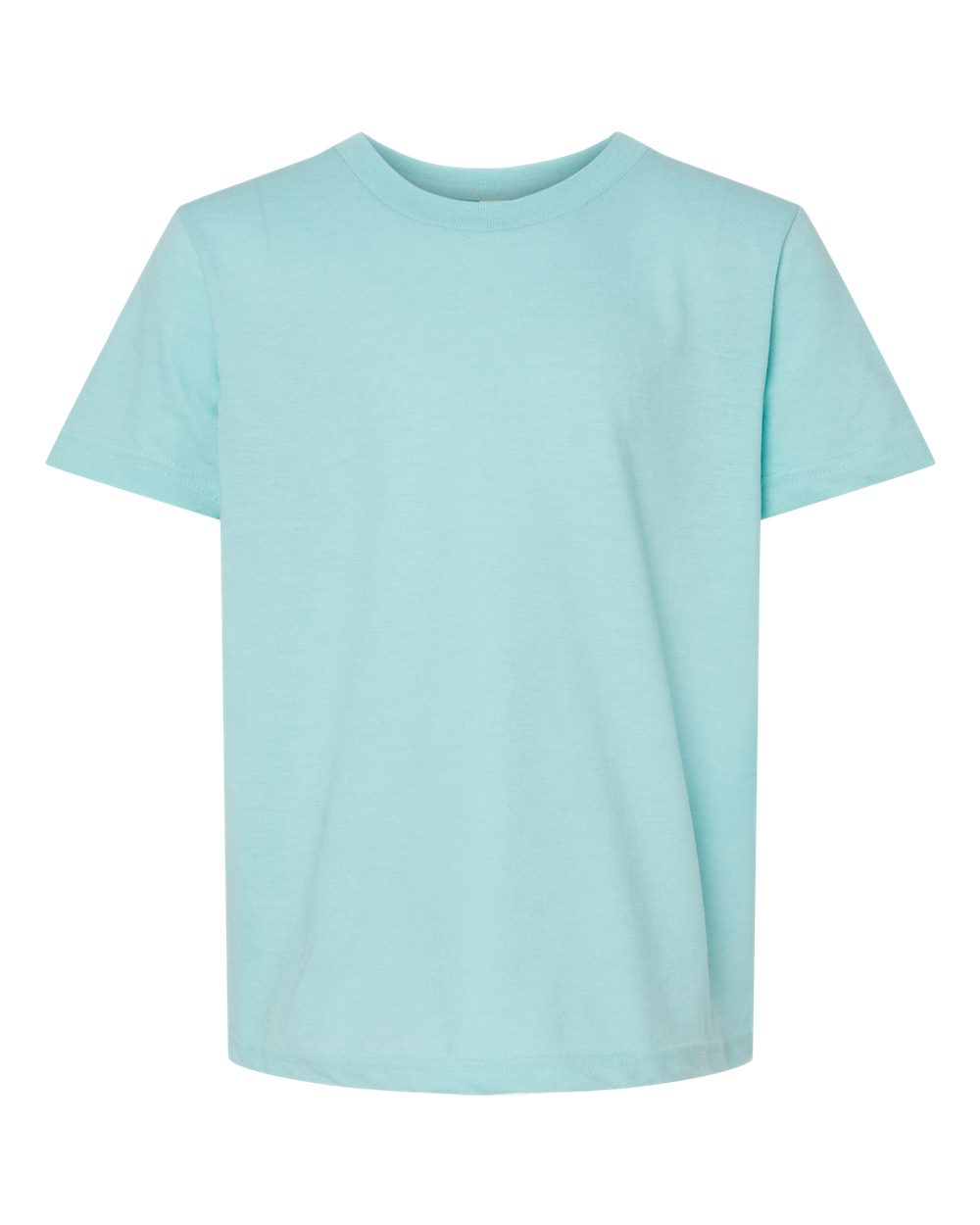Front View of Heather Purist Blue Youth Fine Jersey T-Shirt - 235