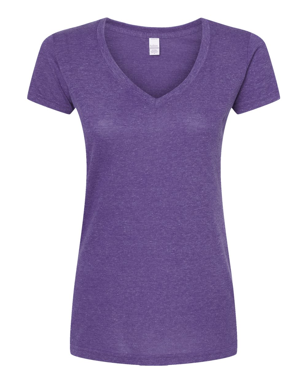 Front View of Heather Purple Women&#39;s Poly-Rich V-Neck T-Shirt - 244