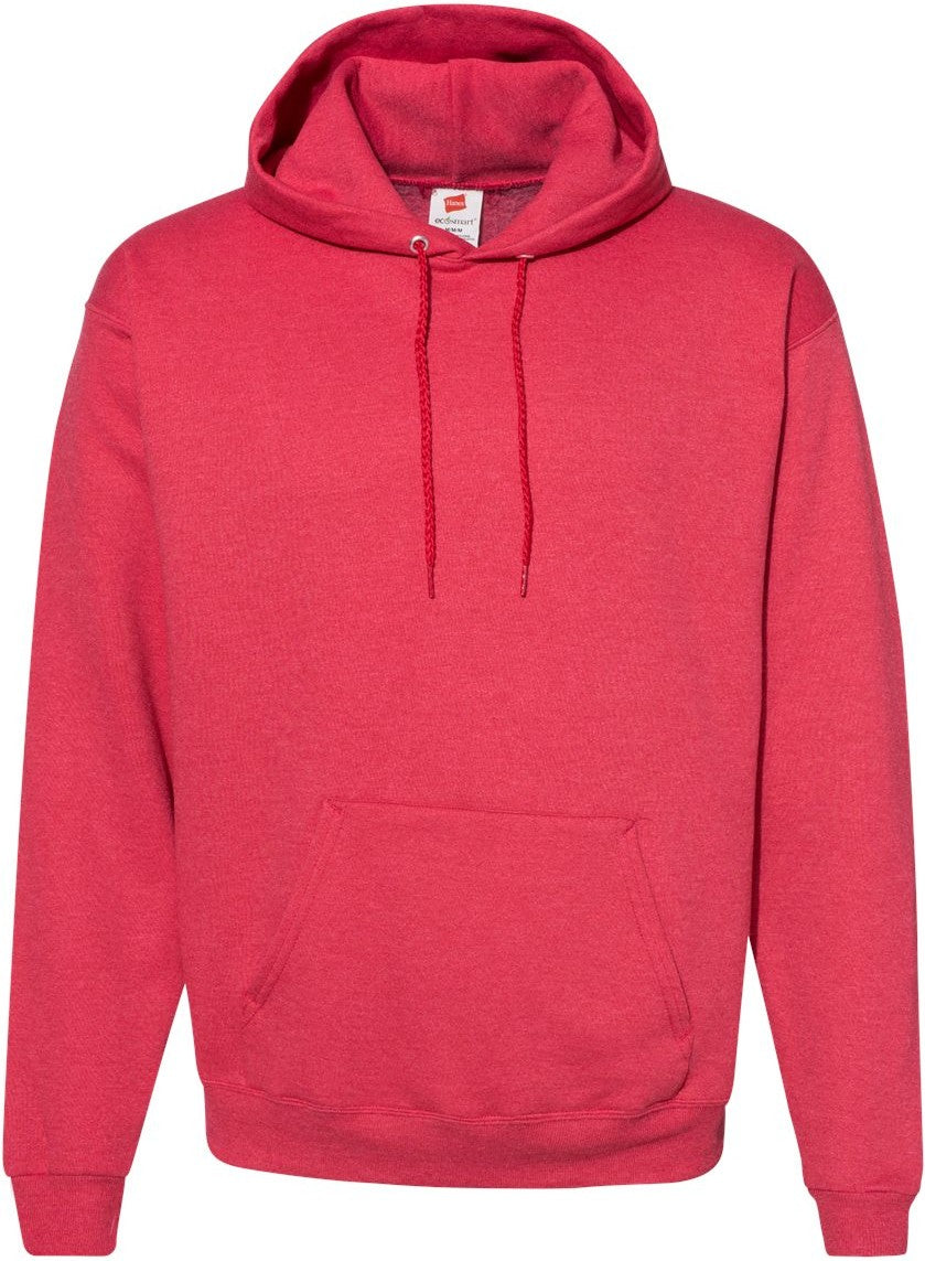 Front View of Heather Red Ecosmart® Hooded Sweatshirt - P170