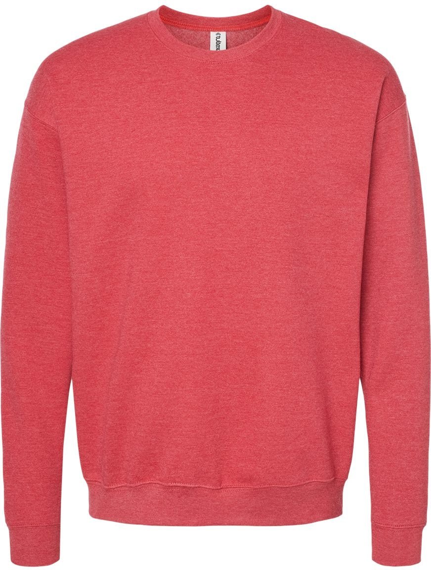 Front View of Heather Red Fleece Crewneck Sweatshirt - 340