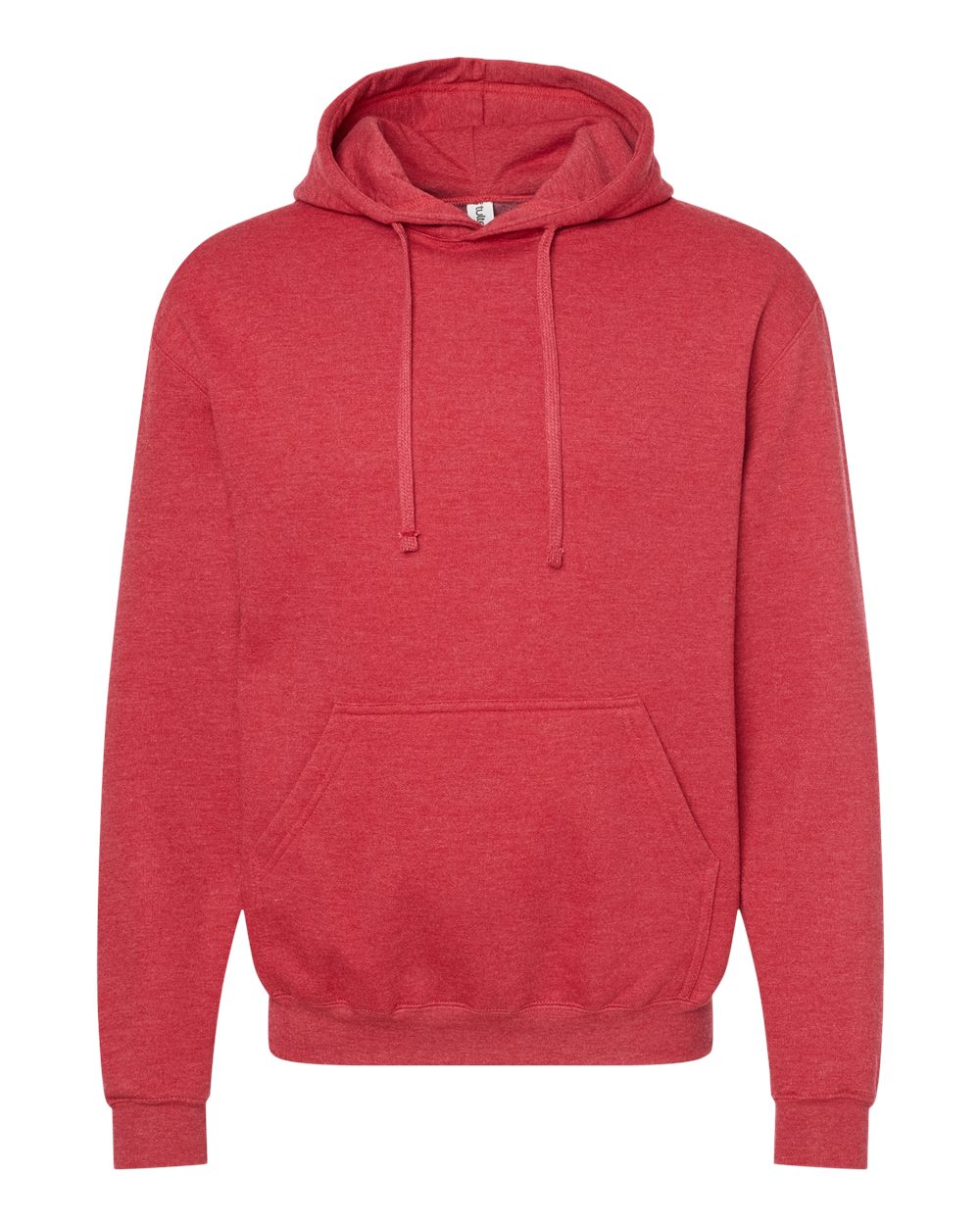 Front View of Heather Red Fleece Hooded Sweatshirt - 320