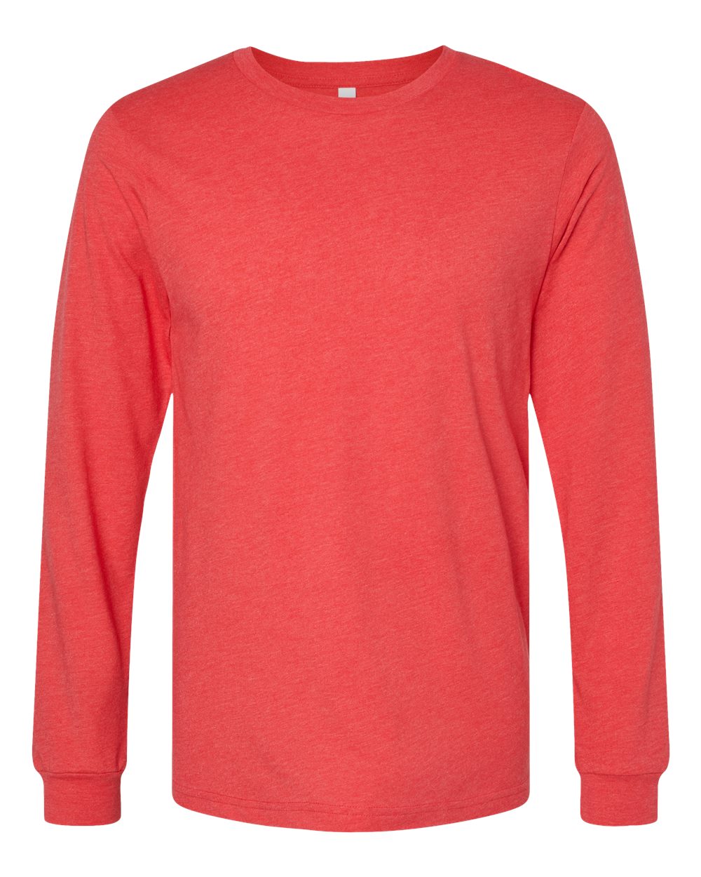 Front View of Heather Red Heather CVC Long Sleeve Tee - 3501CVC