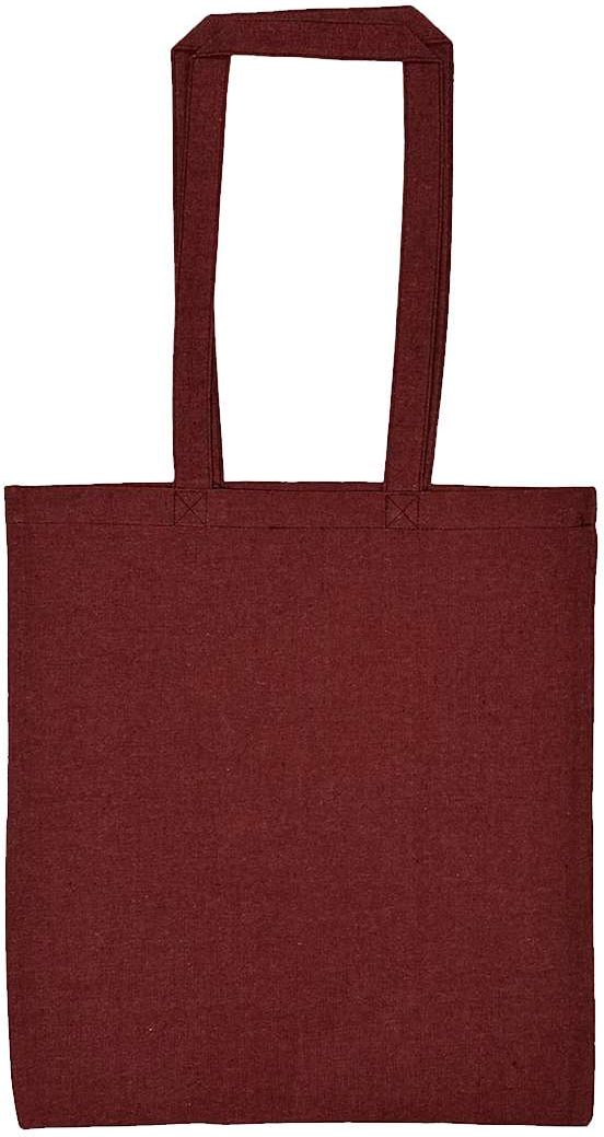 Front View of Heather Red Lightweight Recycled Canvas Tote Bag with Extended Handle - 8505R