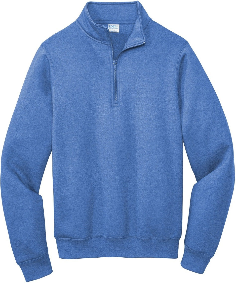 Front View of Heather Royal Port & Co Core Fleece 1/4-Zip Pullover Sweatshirt PC78Q