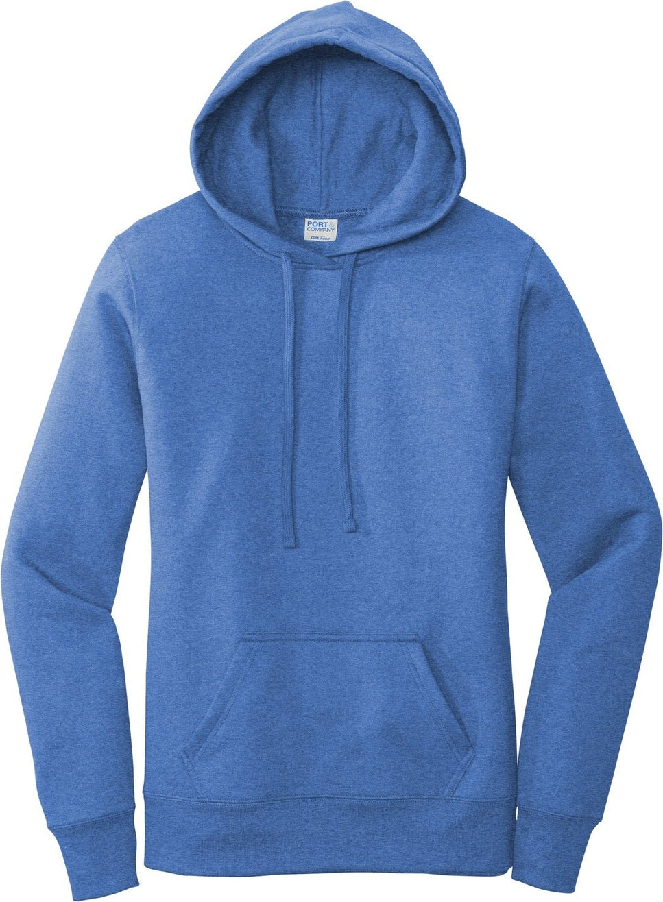 Front View of Heather Royal Port & Co Women's Core Fleece Pullover Hooded Sweatshirt LPC78H