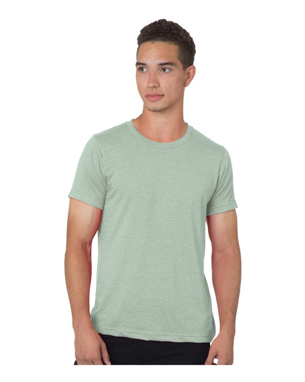 Front View of Heather Sage 50/50 Fine Jersey T-Shirt - 9510