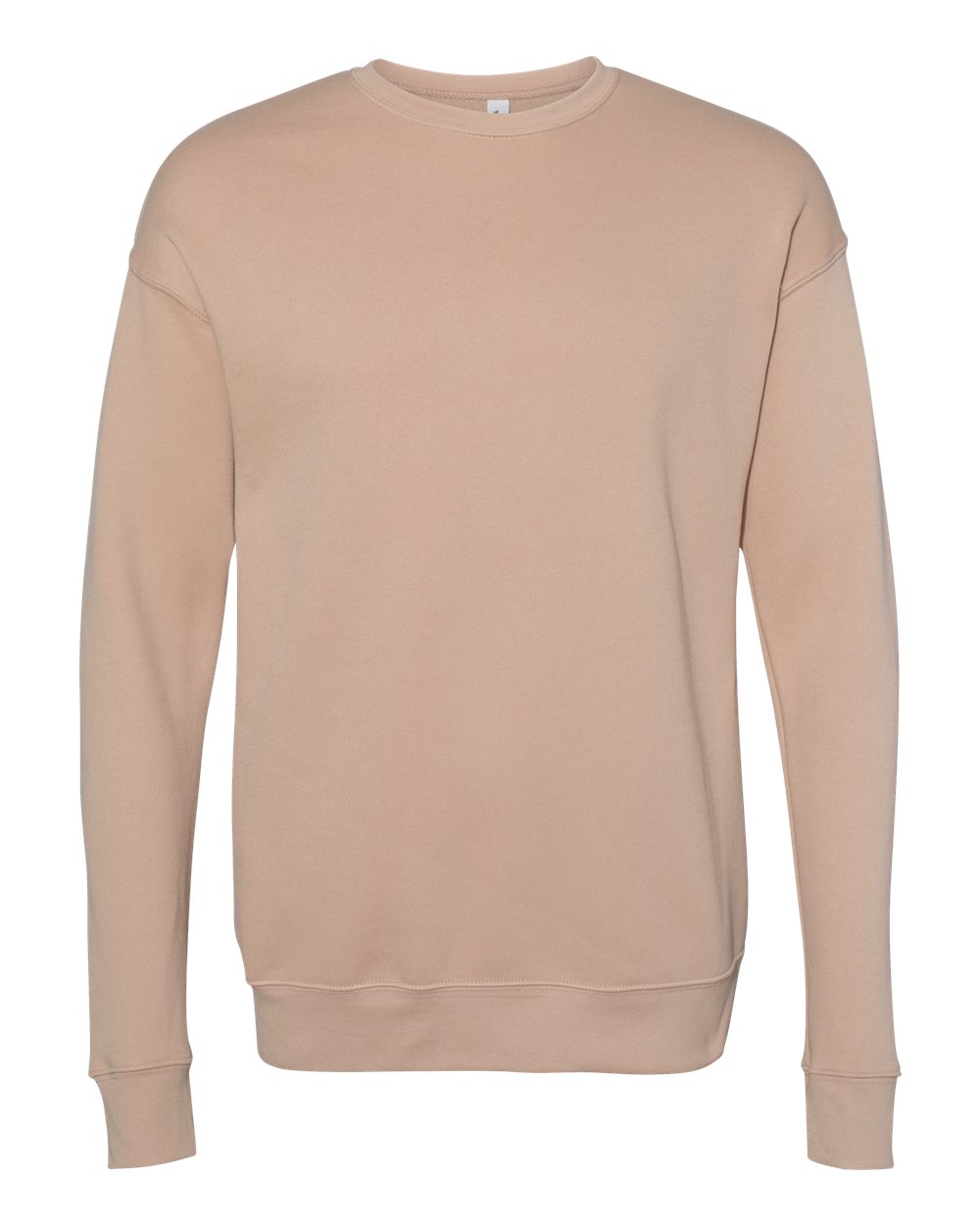 Front View of Heather Sand Dune Sponge Fleece Drop Shoulder Crewneck Sweatshirt - 3945