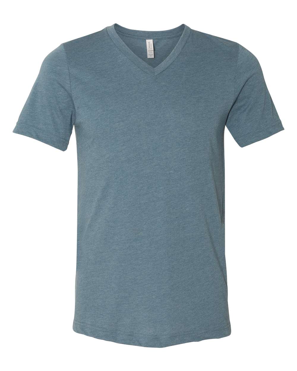 Front View of Heather Slate Heather CVC V-Neck Tee - 3005CVC