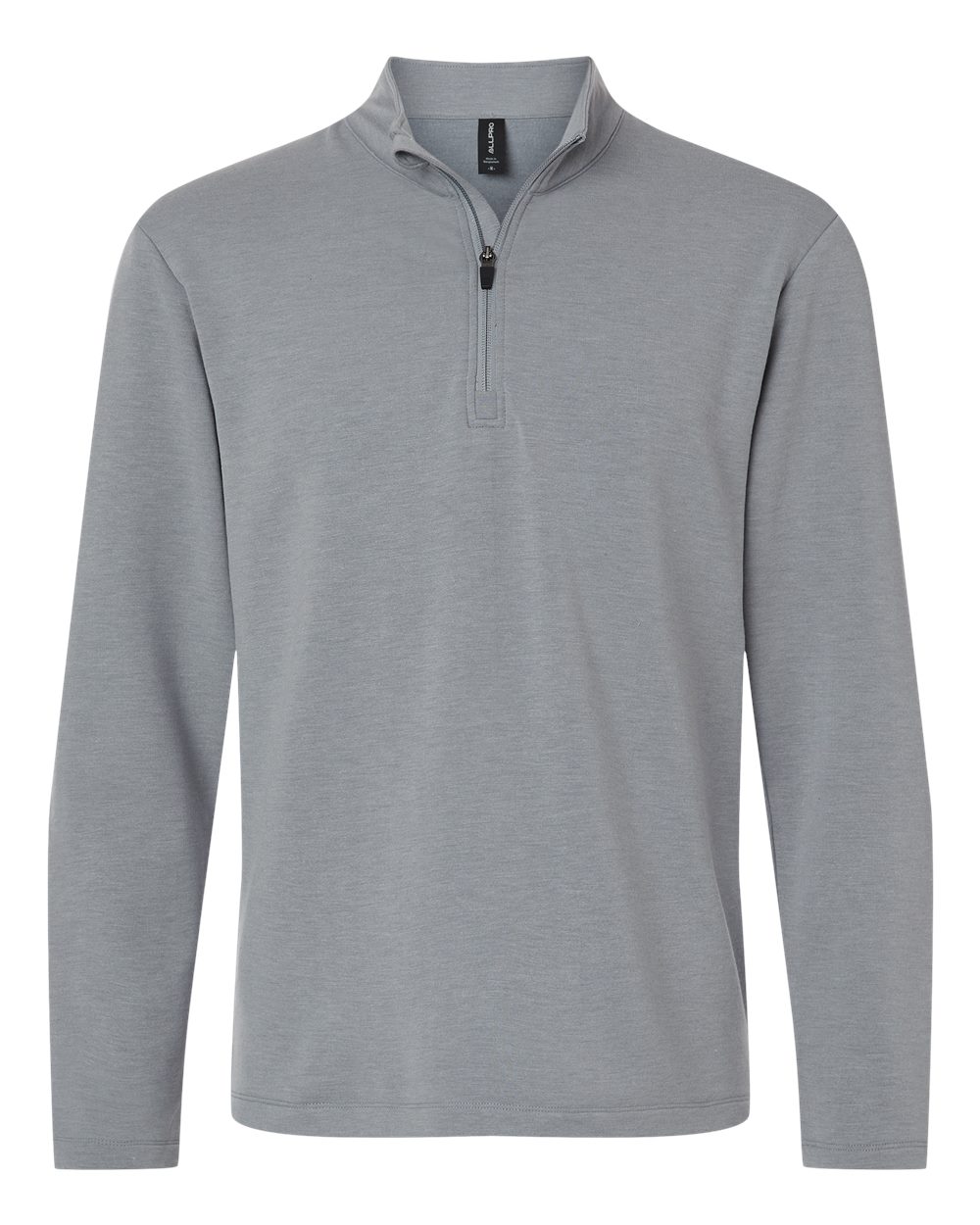 Front View of Heather Steel Men's Stretch Quarter-Zip Fleece Pullover - STF870 plain
