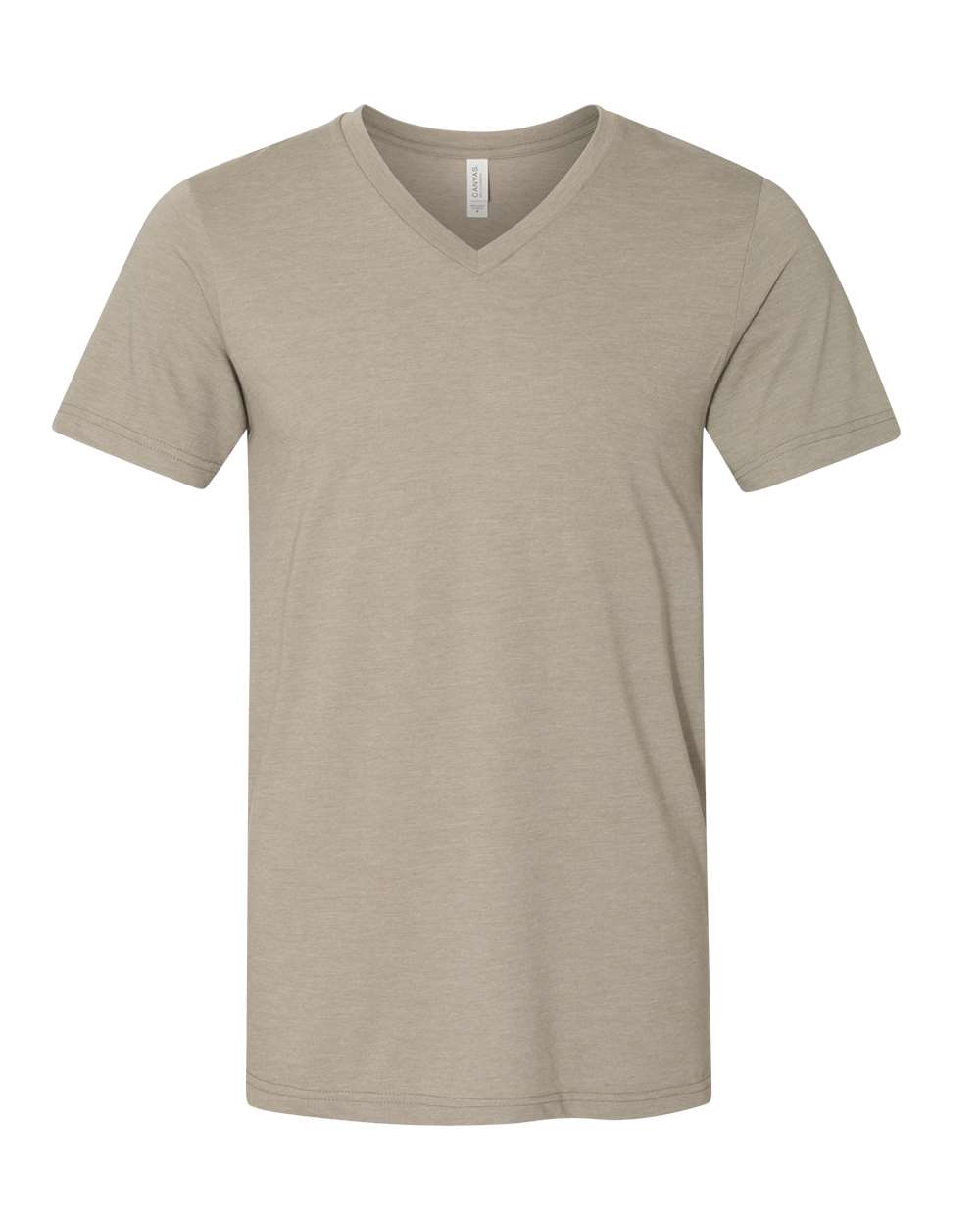 Front View of Heather Stone Heather CVC V-Neck Tee - 3005CVC