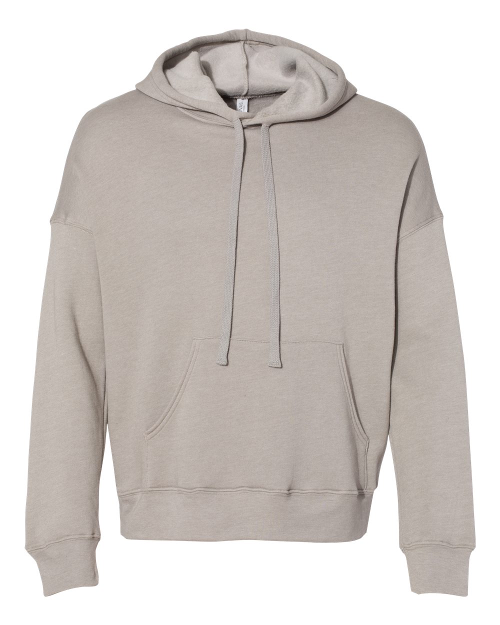 Front View of Heather Stone Sponge Fleece Drop Shoulder Hoodie - 3729