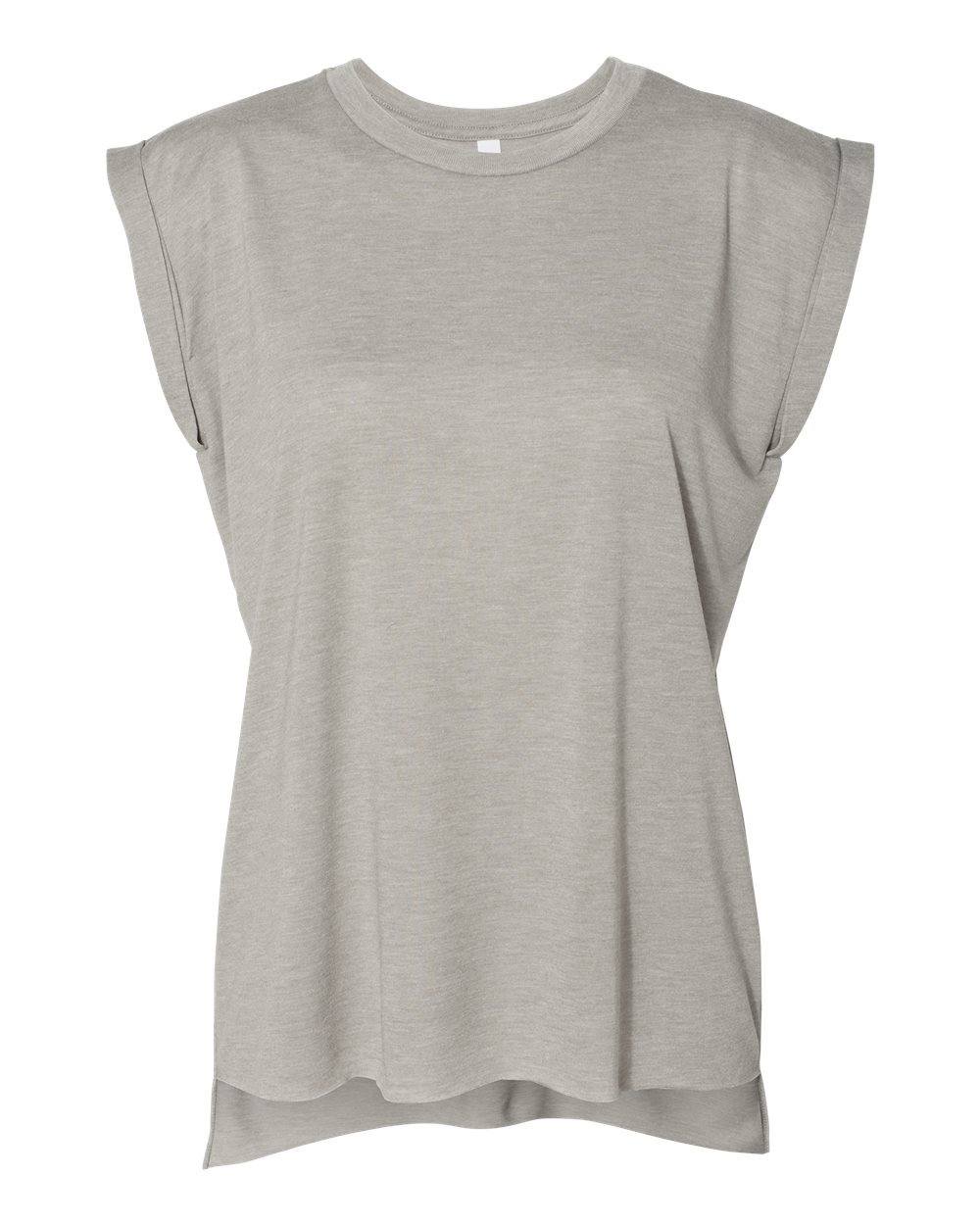 Front View of Heather Stone Women’s Flowy Rolled Cuffs Muscle Tee - 8804